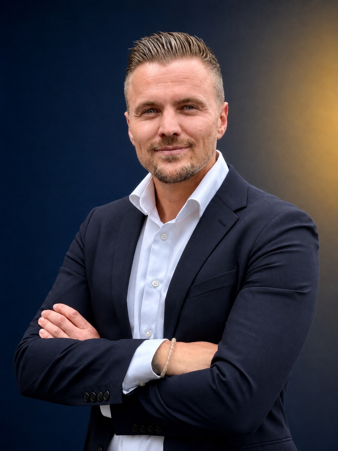 Max Stibaner, Gründer und Geschäftsführer der RWS Hausverwaltung GmbH, im blauen Sakko